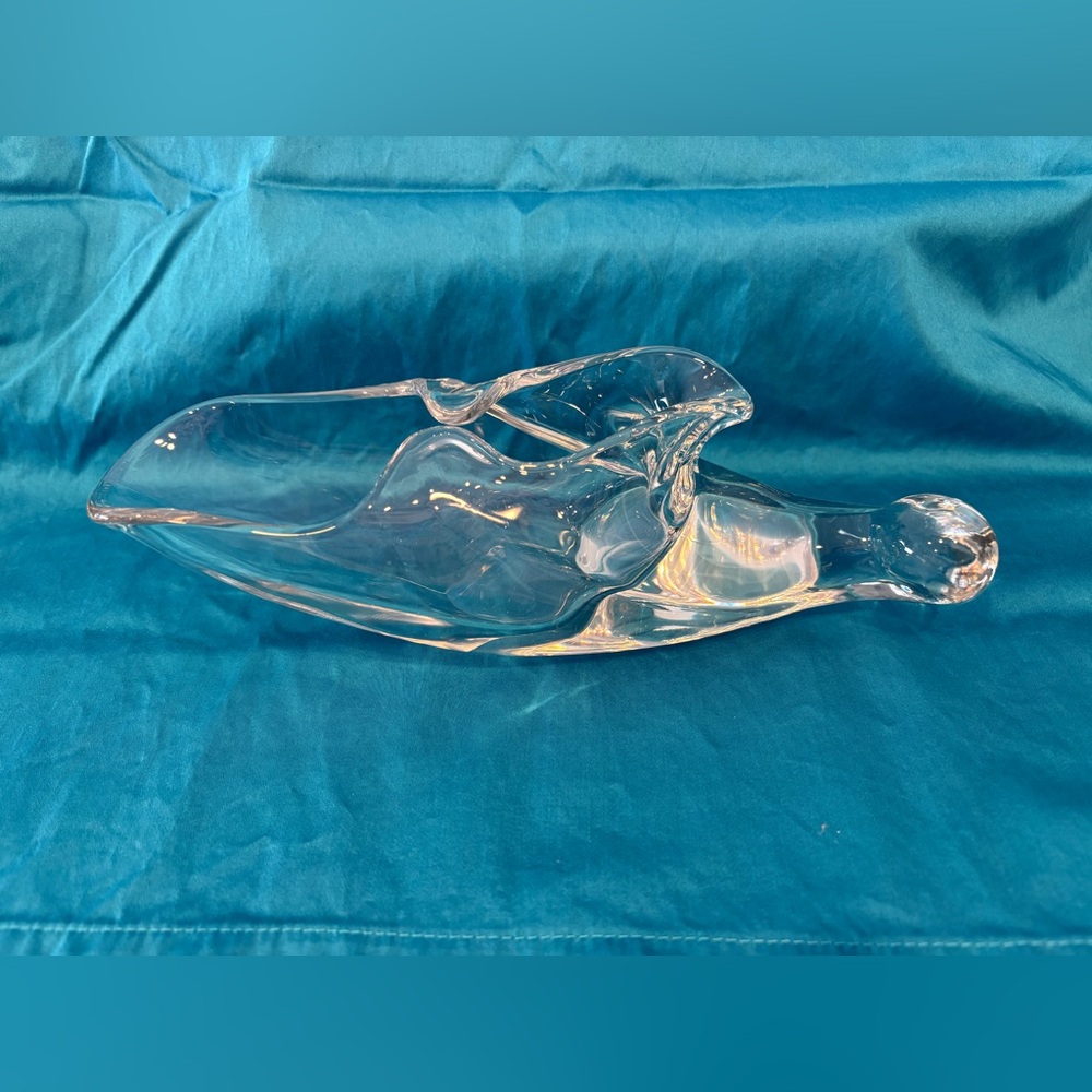 Glass Elf Shoe Cornucopia #1555 Vase by Heisey Vintage 1950s Heavy Clear Glass